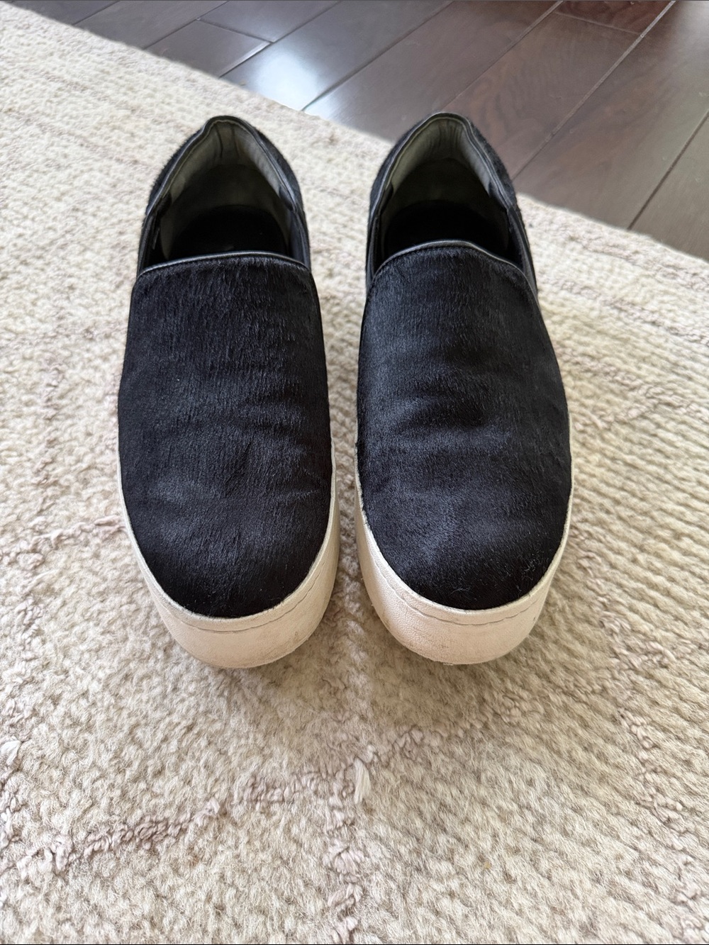 Vince Warren Black Slip-On Sneakers with White Platform Sole size 38